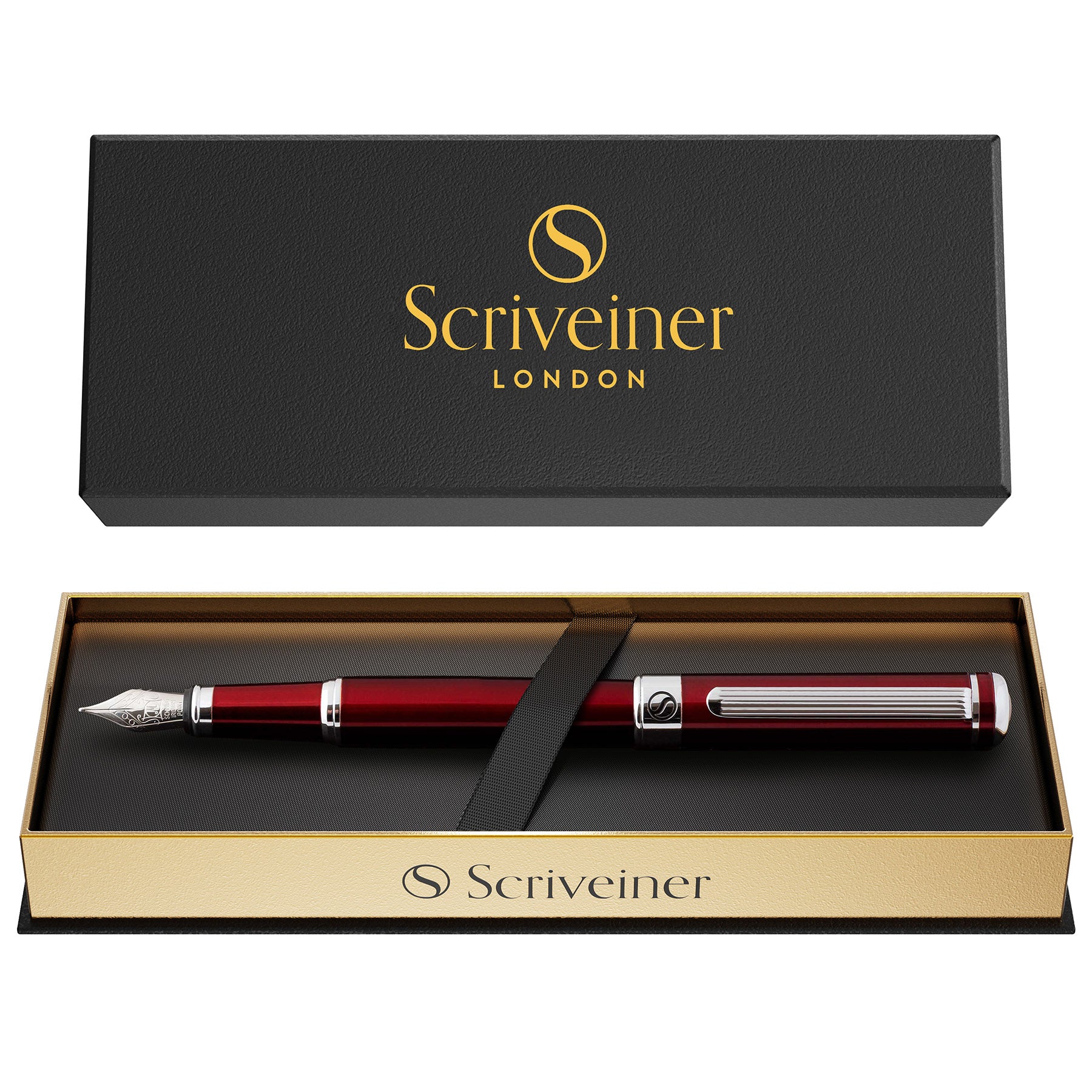Scriveiner Classic Crimson Red Fountain Pen - Medium Nib