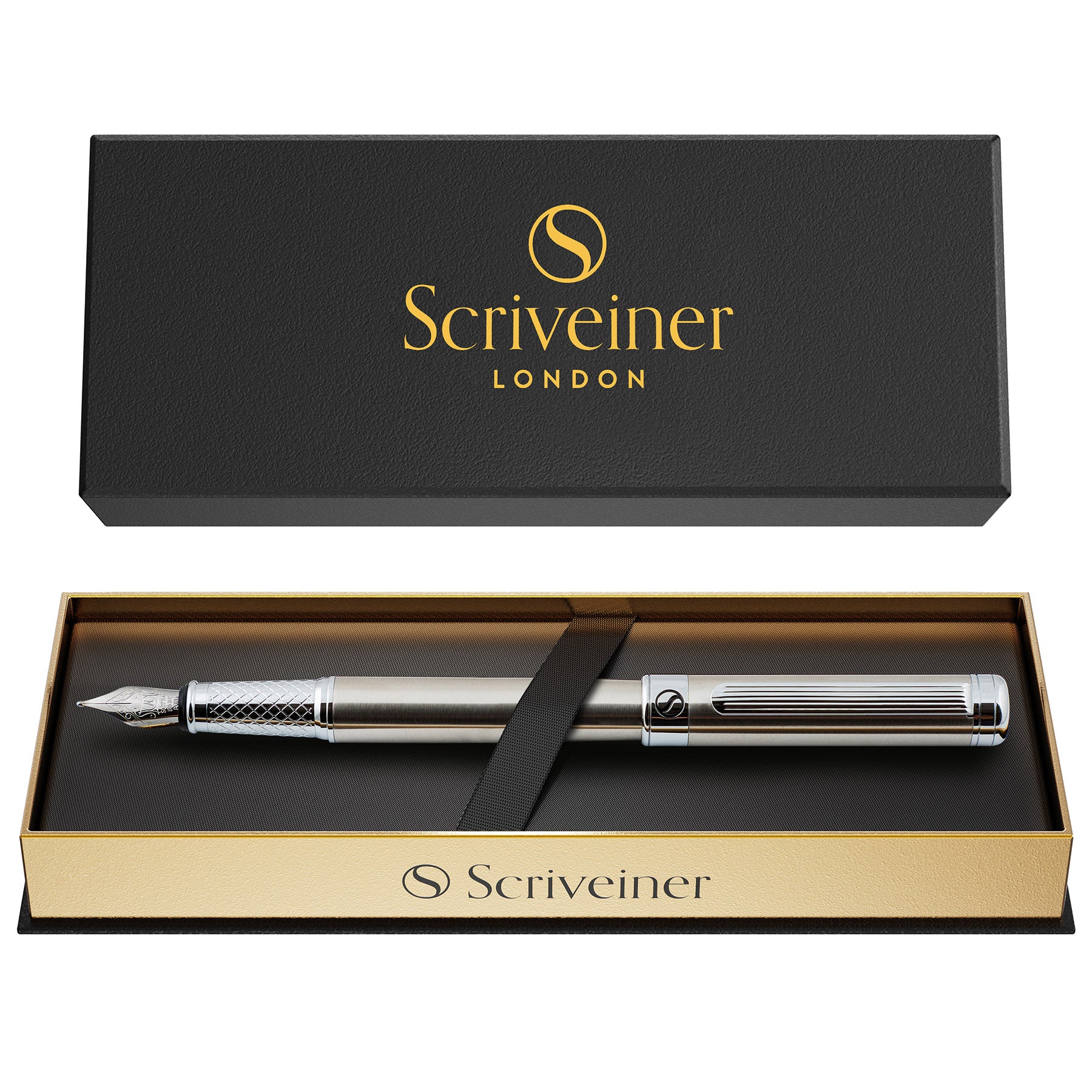 Scriveiner Classic Stainless Steel Fountain Pen - Medium Nib