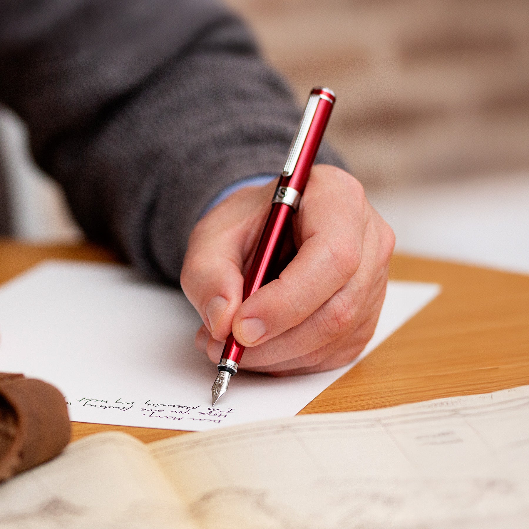 Scriveiner Classic Crimson Red Fountain Pen - Medium Nib