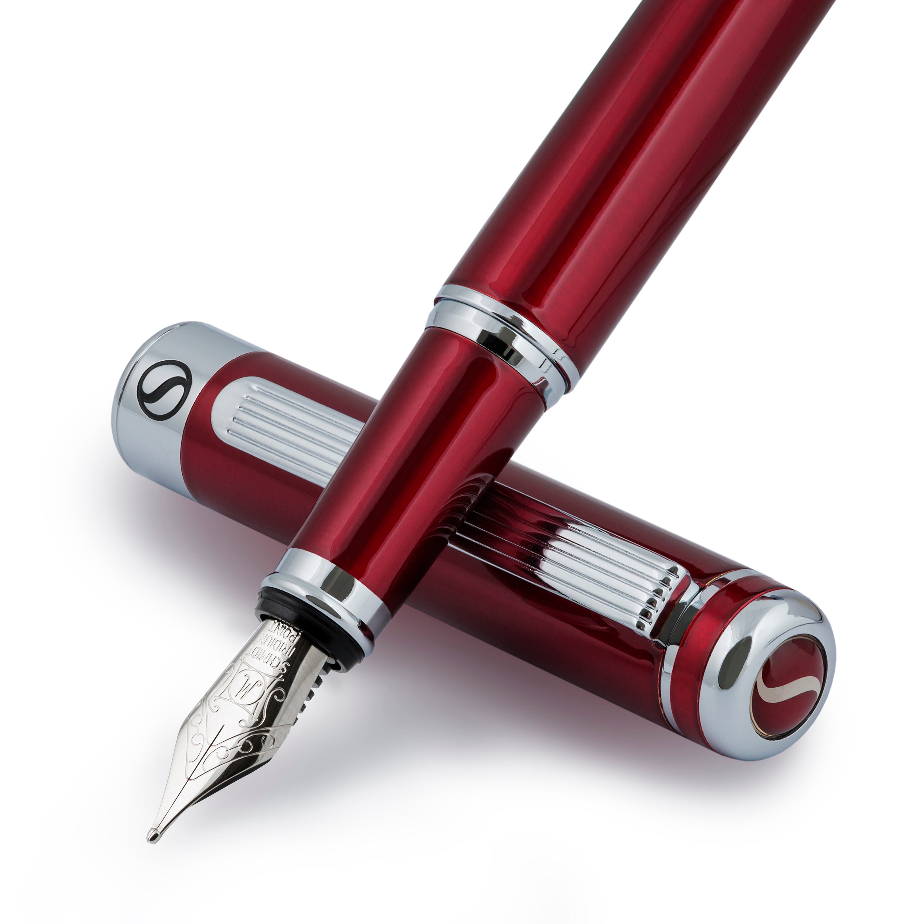 Scriveiner Classic Crimson Red Fountain Pen - Medium Nib