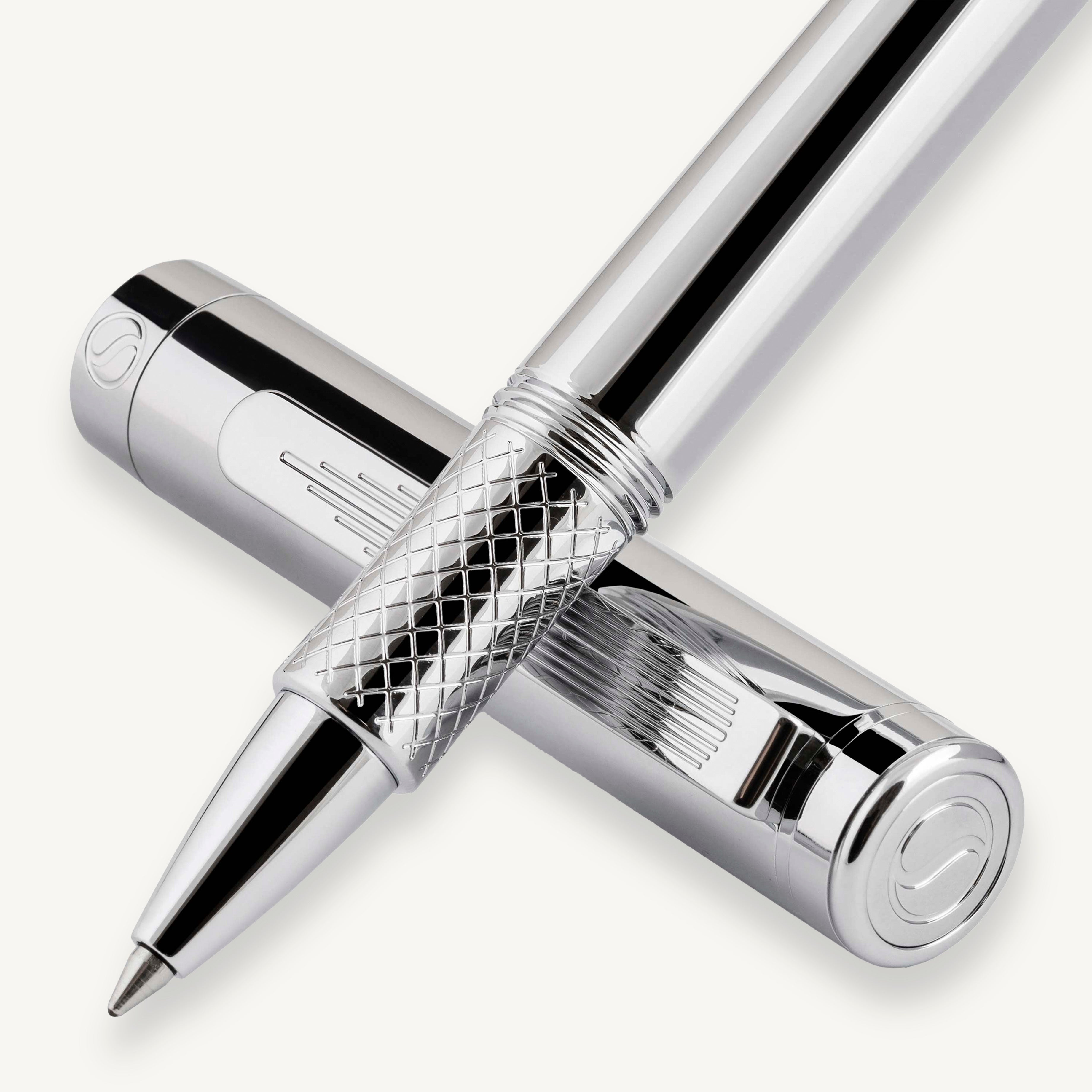Scriveiner EDC Silver Chrome Rollerball, Award Winning Luxury Pen, Heavy Pocket Pen with Chrome Finish