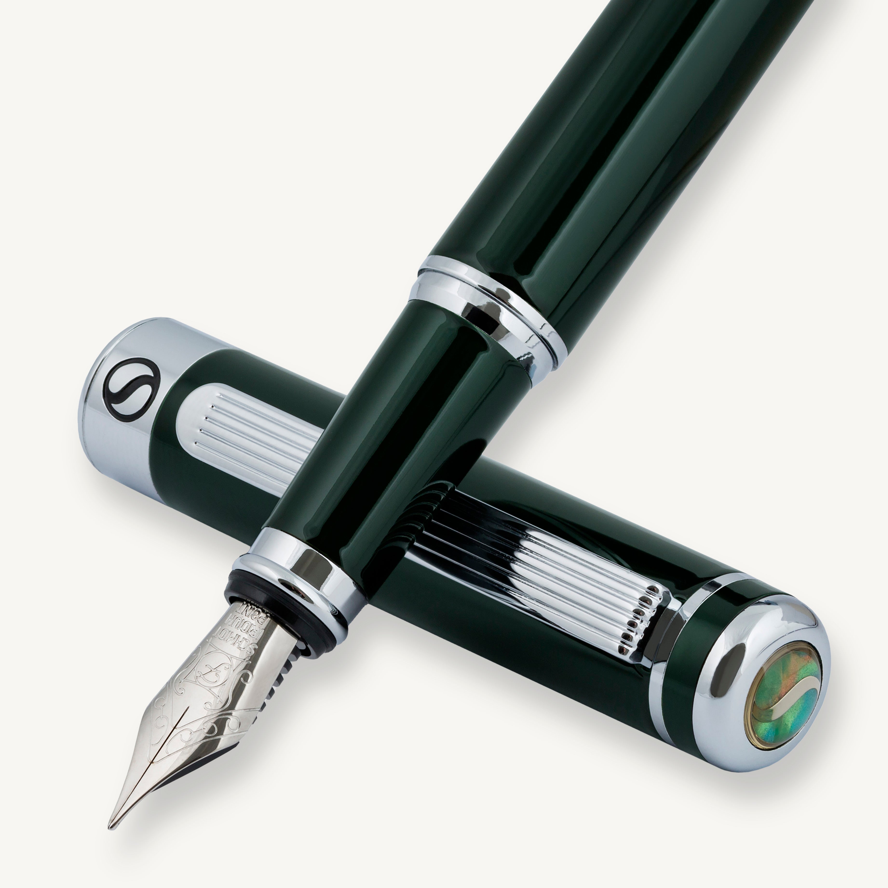 Classic Black Green Fountain Pen - Fine Nib