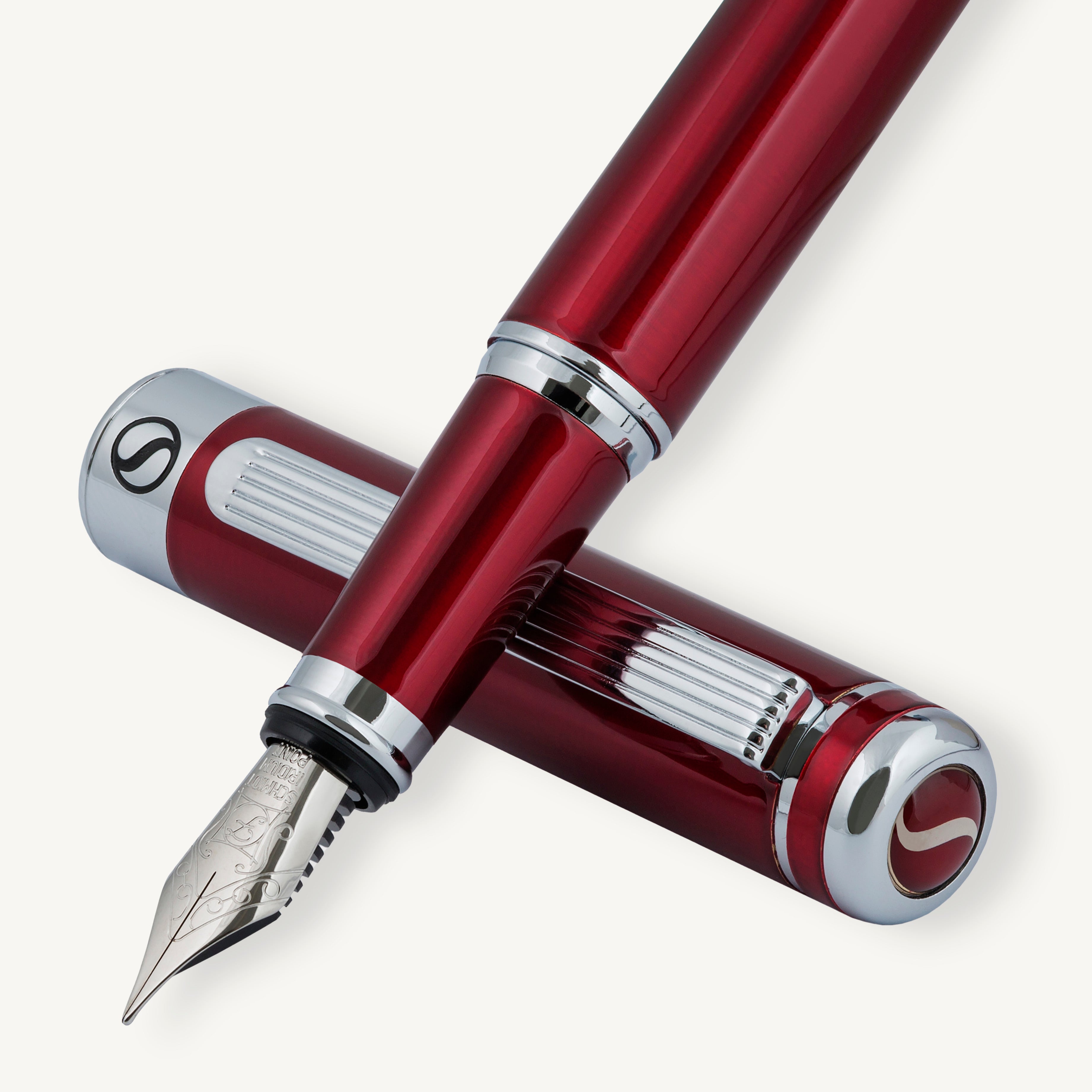 Classic Crimson Red Fountain Pen - Fine Nib