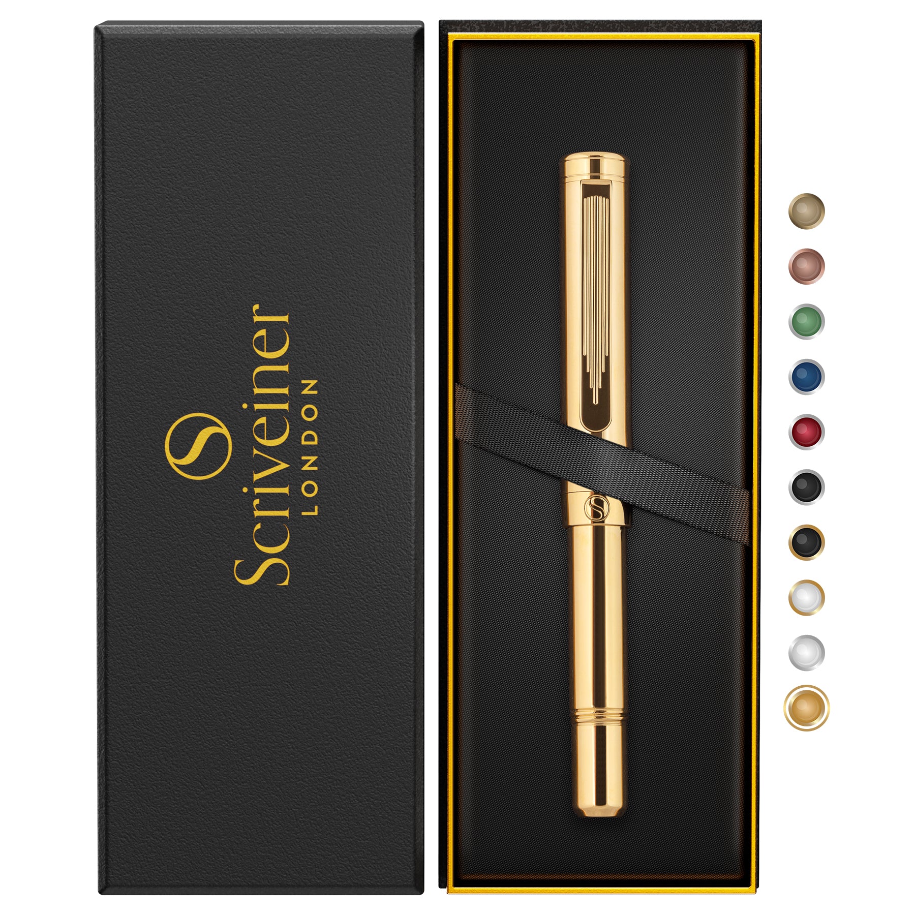 Scriveiner EDC Gold Rollerball Pen, Award Winning Luxury Pocket Pen with 22K Gold Plated Finish