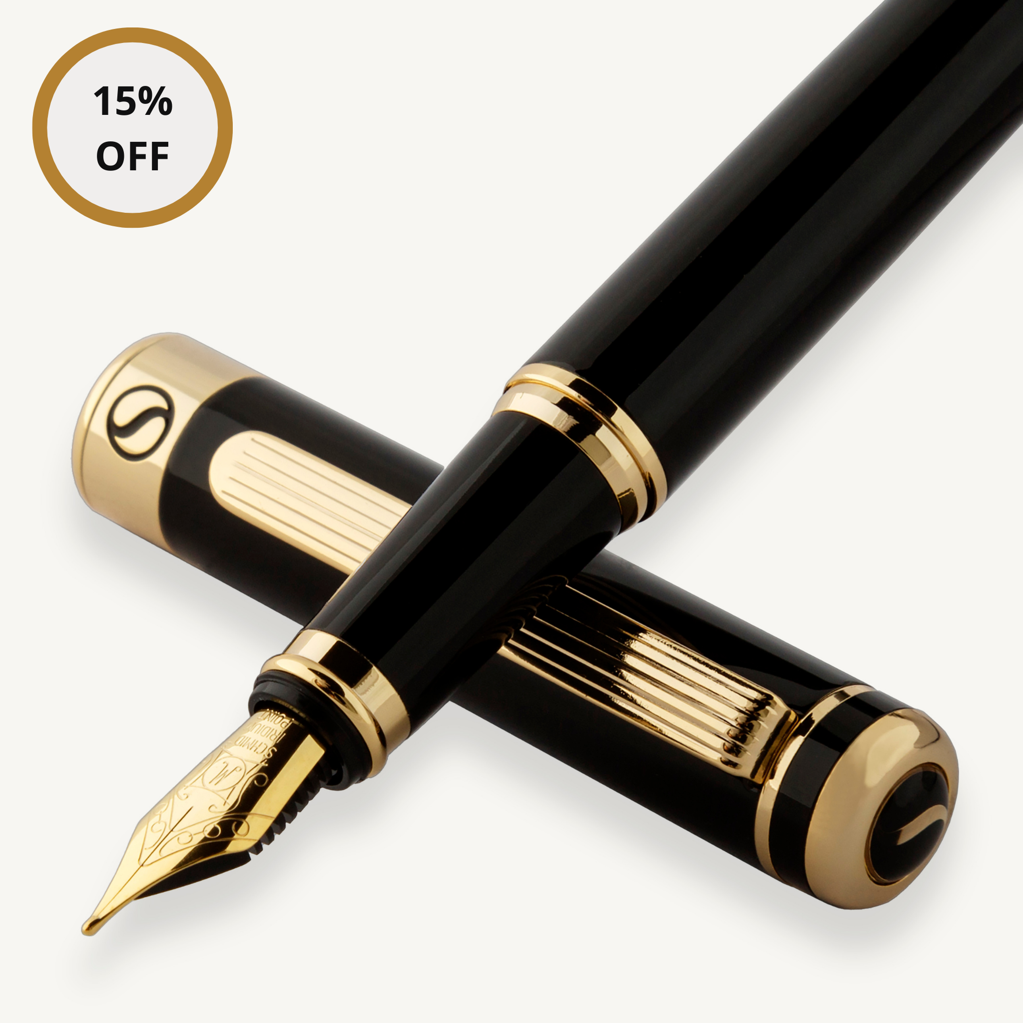 Classic Black Lacquer Fountain Pen - Broad Nib