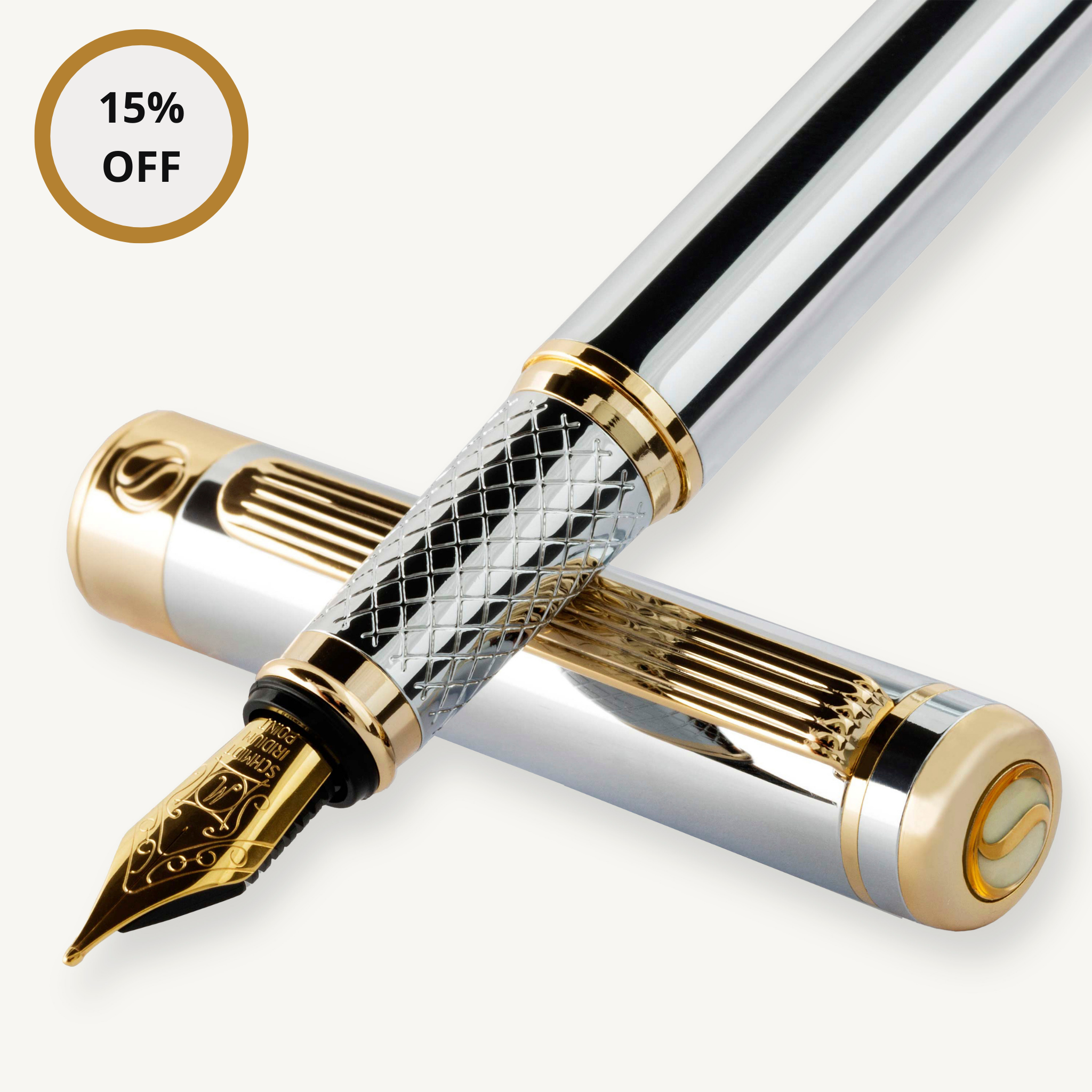 Classic Silver Chrome Fountain Pen - Broad Nib