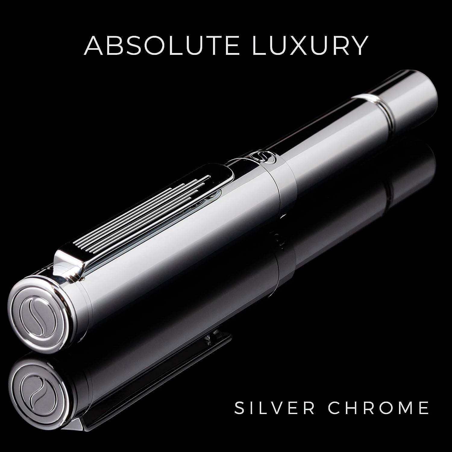 Scriveiner Silver Chrome Fountain Pen (Medium), Award Winning Luxury Pen, Heavy Pocket Pen, Chrome Finish