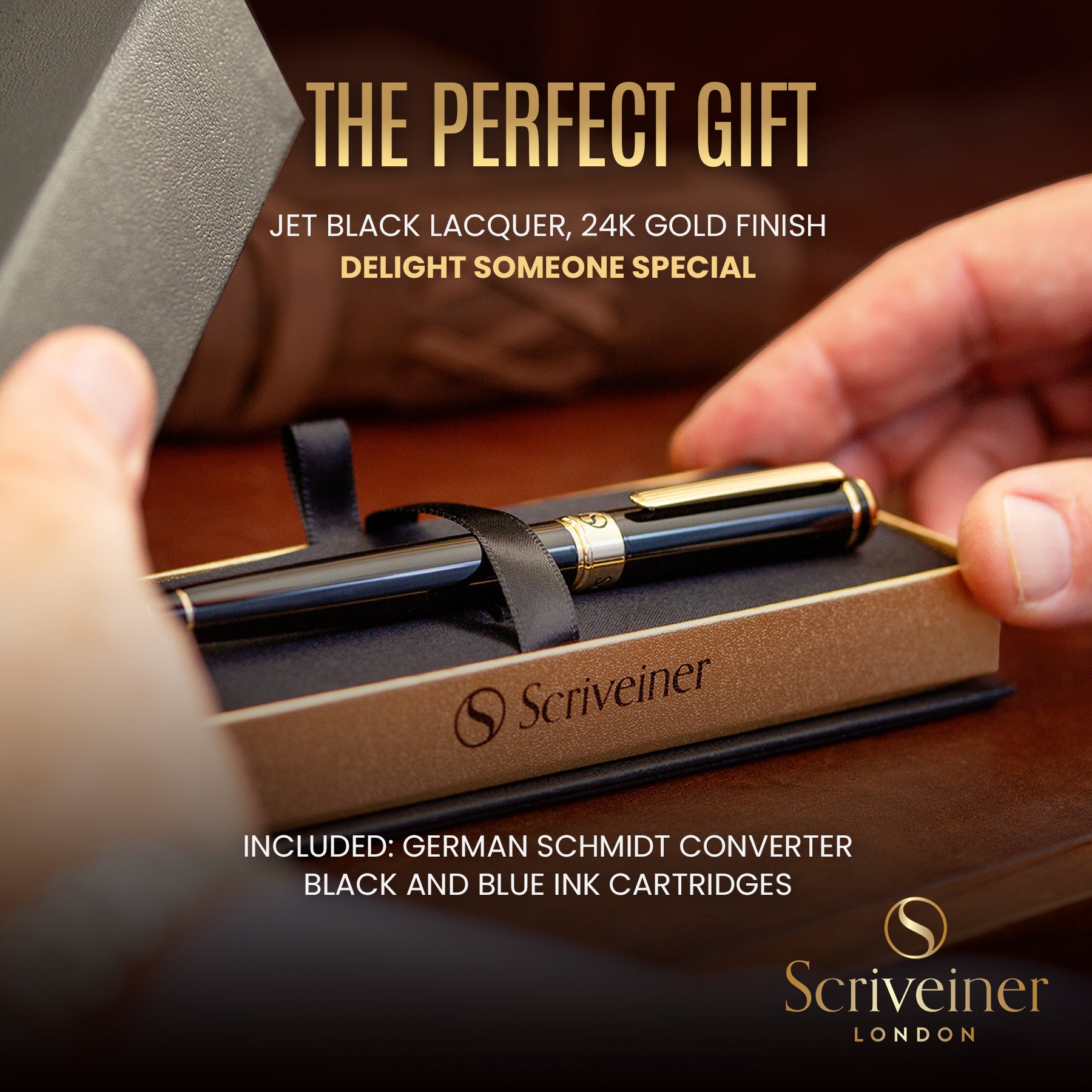 Scriveiner Classic Black Lacquer fountain Pen - Medium Nib