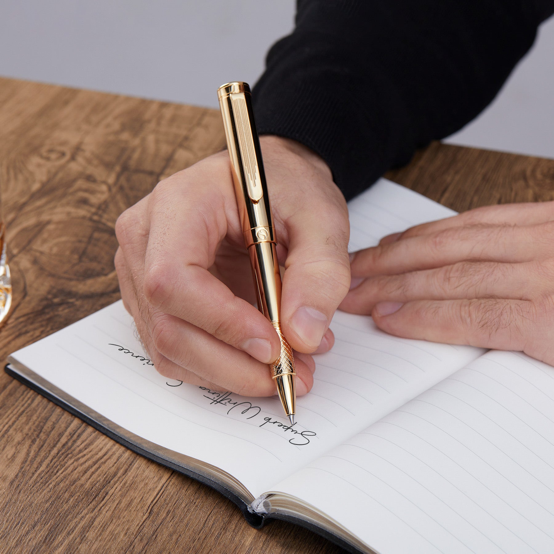 Scriveiner EDC Gold Rollerball Pen, Award Winning Luxury Pocket Pen with Gold Plated Finish
