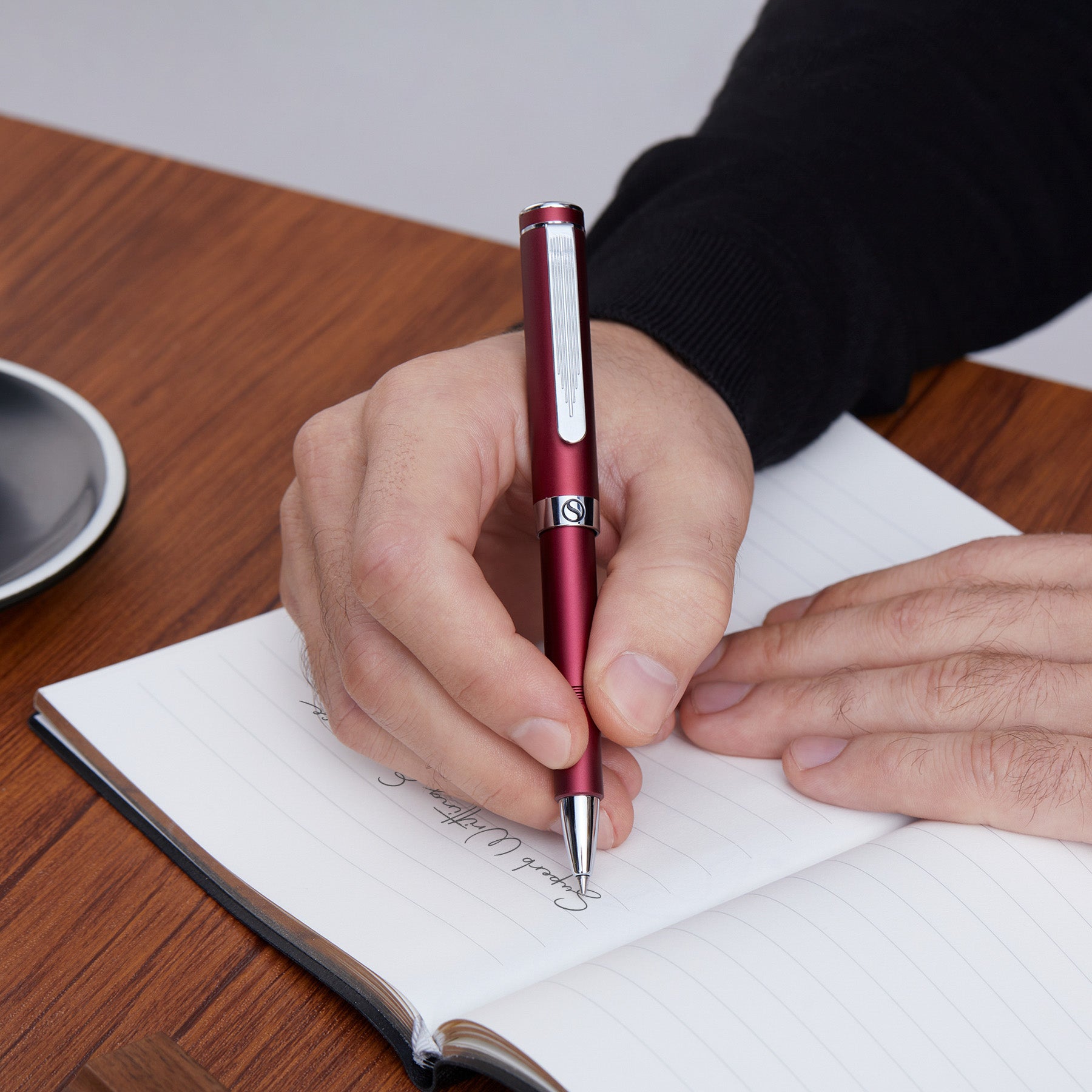 Scriveiner EDC Red Rollerball Luxury Pen, Stunning Pocket Pen with Chrome Finish