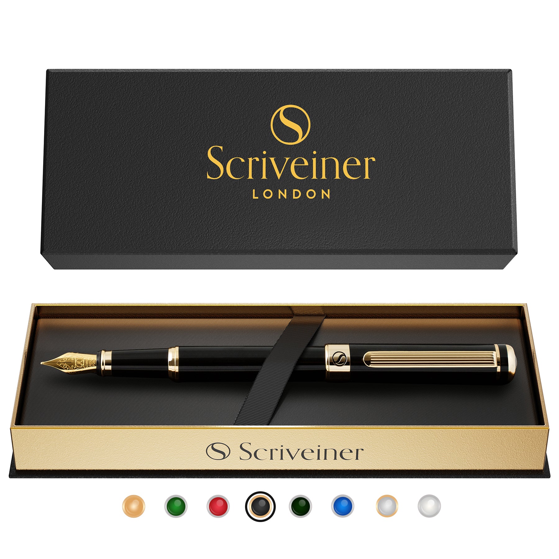 Scriveiner Classic Black Lacquer fountain Pen - Medium Nib