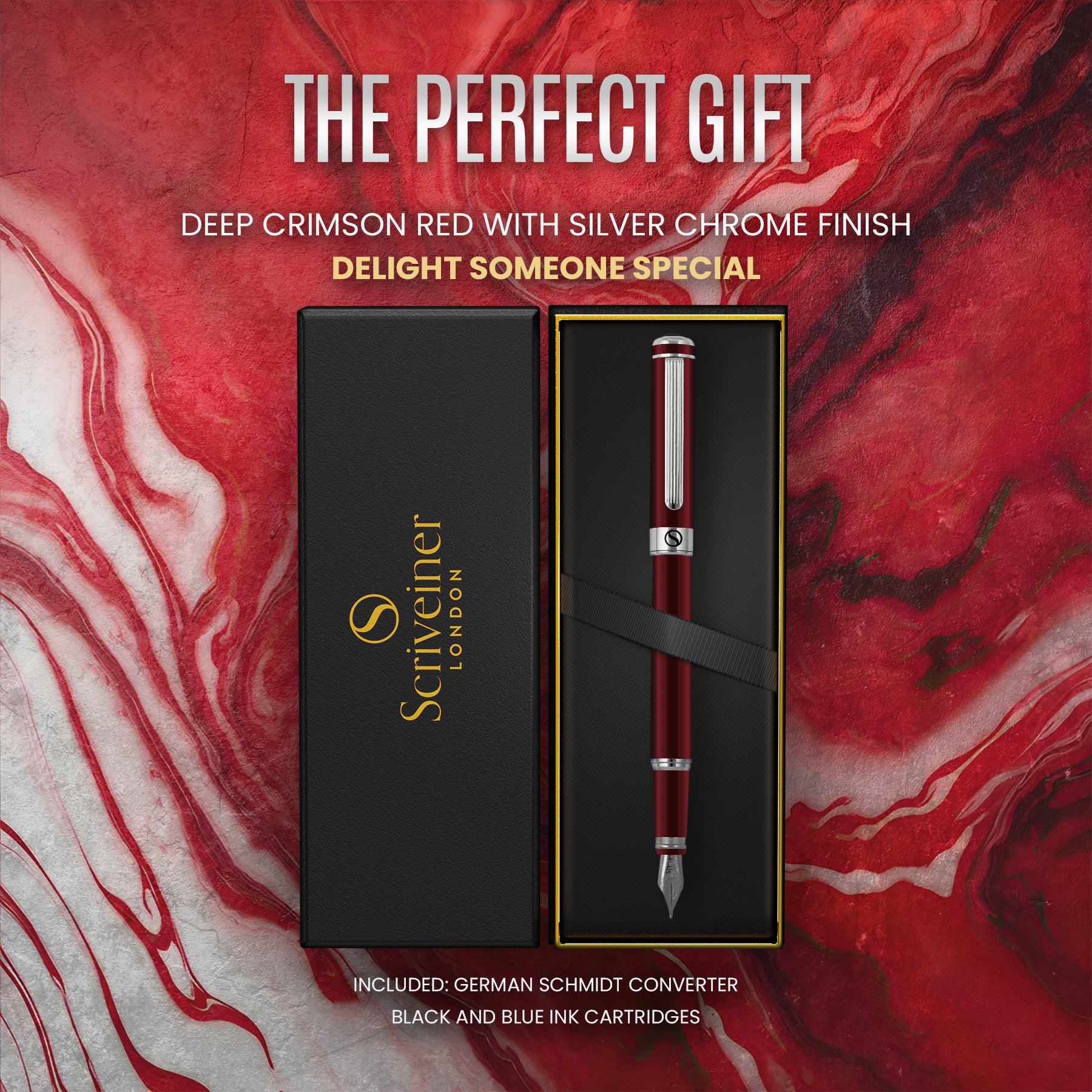 Scriveiner Classic Crimson Red fountain Pen - Medium Nib